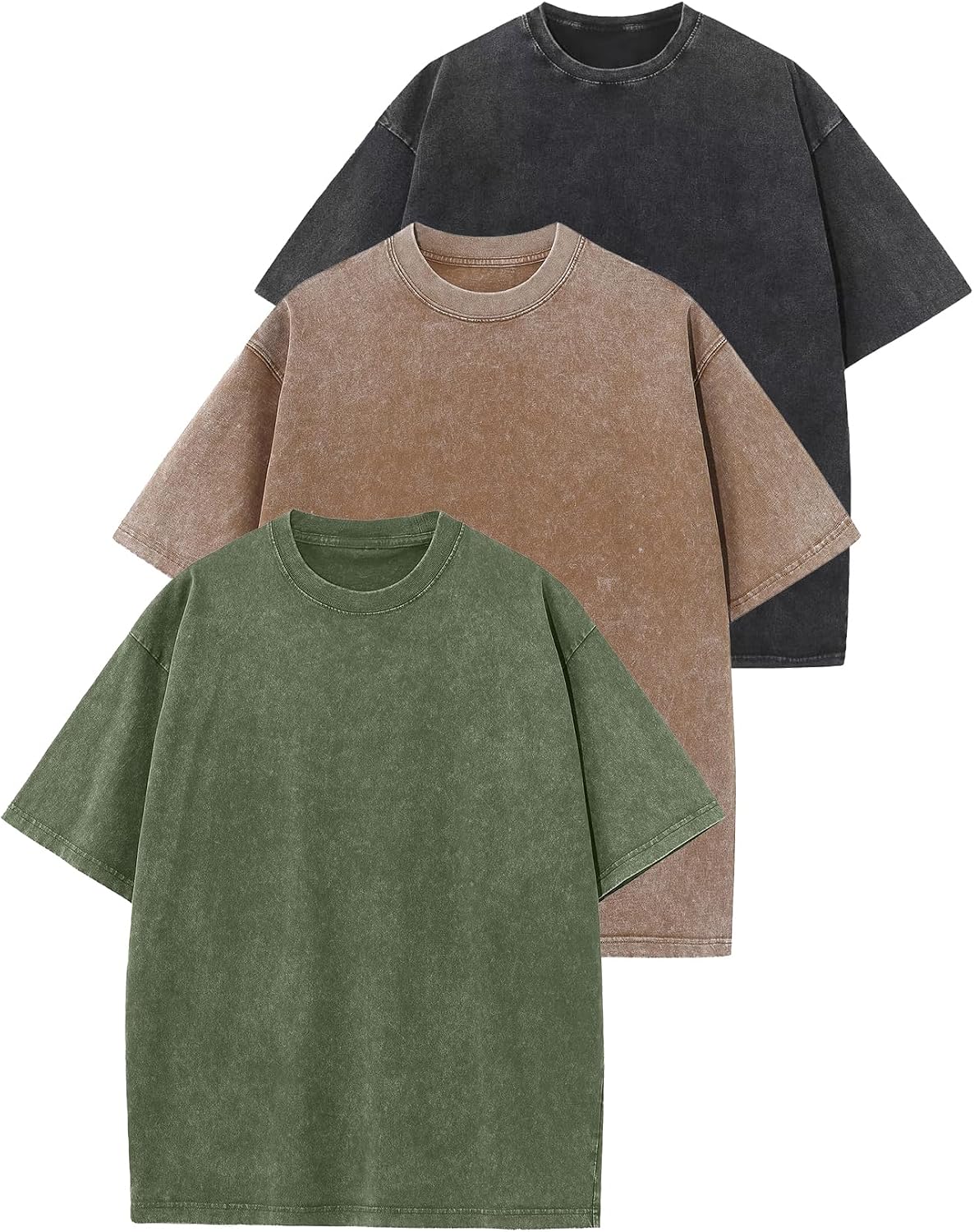Unisex Washed Cotton Oversized Tee - Loose Baggy Fit, Short Sleeve Vintage Streetwear Top for Daily Layering - Medium
