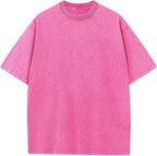 Unisex Cotton Oversized Tee - Loose Wash Solid Basic Top, Short Sleeve Crew Neck for Casual Everyday Layering - Medium