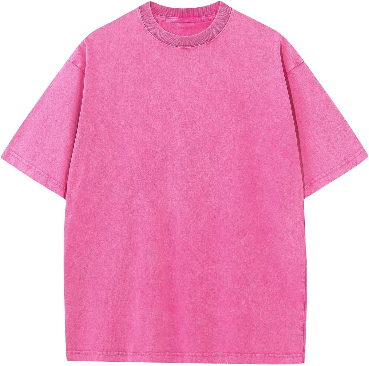 Unisex Cotton Oversized Tee - Loose Wash Solid Basic Top, Short Sleeve Crew Neck for Casual Everyday Layering - Medium