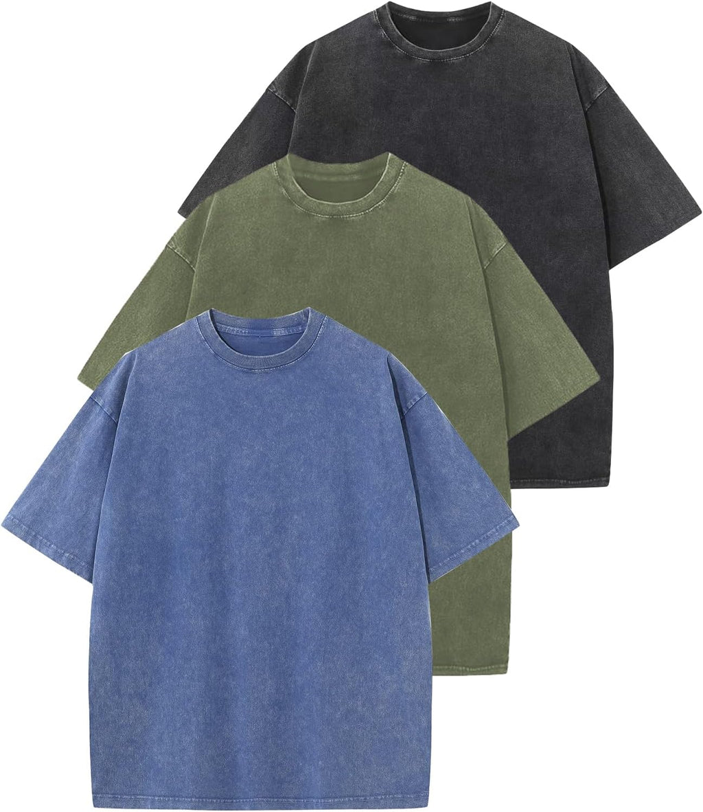 Unisex Washed Cotton Oversized Tee - Loose Baggy Fit, Short Sleeve Vintage Streetwear Top for Daily Layering - Large