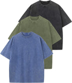 Unisex Washed Cotton Oversized Tee - Loose Baggy Fit, Short Sleeve Vintage Streetwear Top for Daily Layering - Large