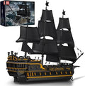 Mould King Large Pirates Ship Model Building Kits, MOC Black Pearl Ship Model Construction Set to Build, Building Block Ship 