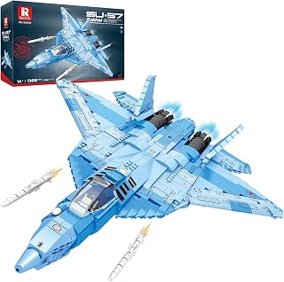 Reobrix Fighter Jet Building Set for Adults, SU-57 Fighter Airplane Model Kit 33030, Collectible Military Plane Model, Home O