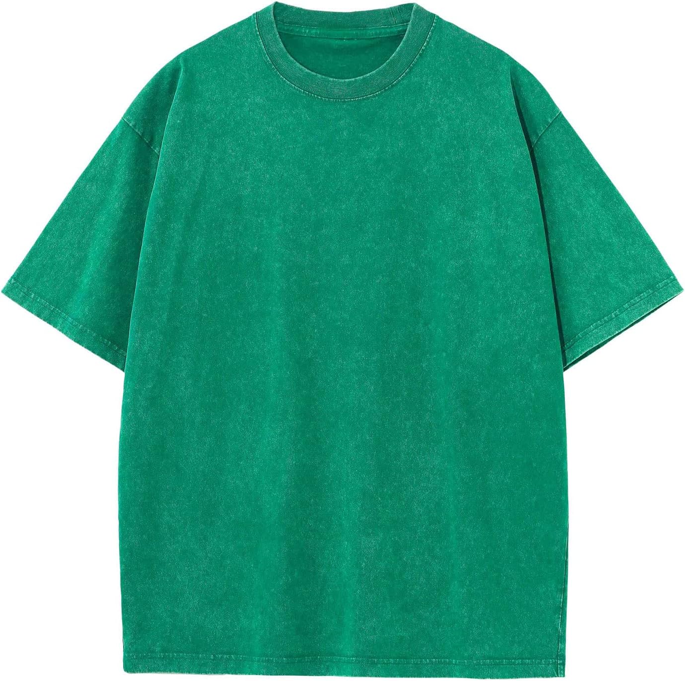 Unisex Cotton Oversized Tee - Loose Wash Solid Basic Top, Short Sleeve Crew Neck for Casual Everyday Layering - Medium