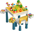 burgkidz Plastic Building Table Set: 1 Chair 135 Blocks 4 Bin Macaron