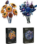 Blazing Sunflower & Blue Rose Flower Bouquet Botanical Building Sets 2-Pack