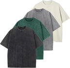 Unisex Vintage Washed Cotton Tee - Oversized Loose Fit, Short Sleeve Crew Neck Top for Relaxed Everyday Styling - Medium
