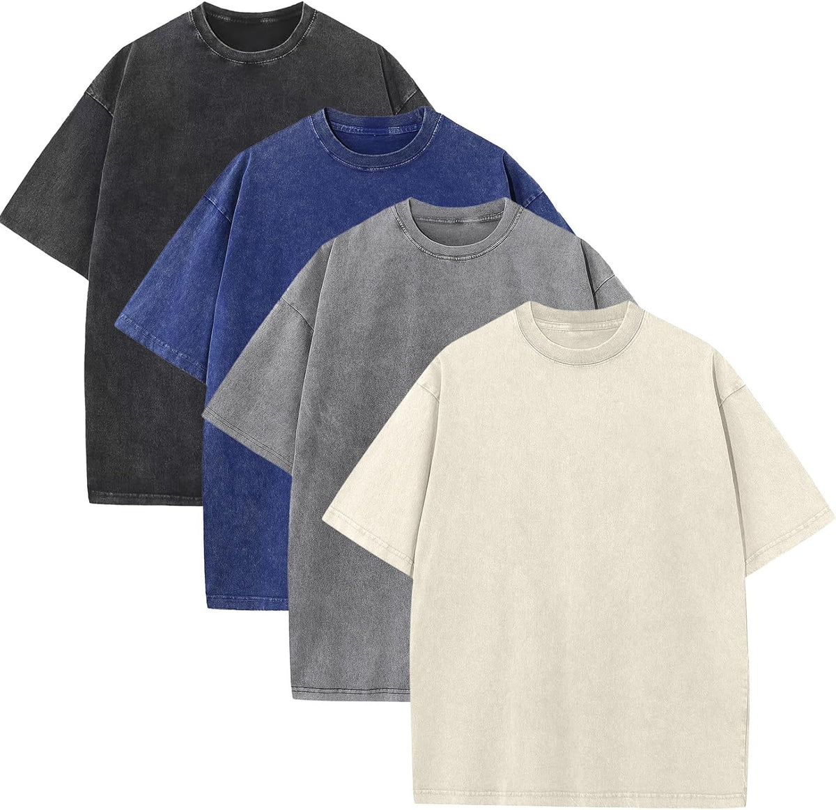 Men's Acid Wash Oversized Tee - Loose Fit Short Sleeve Vintage Streetwear Shirt with a Faded Mottled Finish - Small
