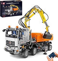 Mould King 19007 Engineering Crane Pneumatic Truck Building Blocks, Engineering Truck with Remote Control and Motors, 2819 Pa