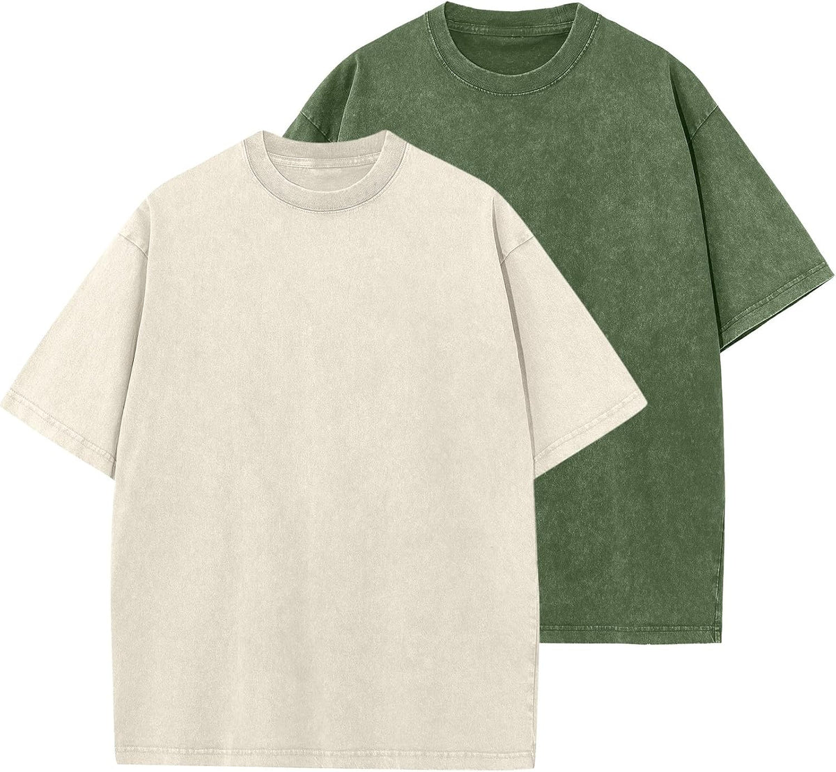 Unisex Vintage Washed Cotton Tee - Oversized Loose Fit, Short Sleeve Crew Neck Top for Relaxed Everyday Styling - Small