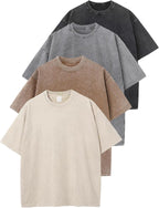 Unisex Washed Cotton Oversized Tee - Loose Baggy Fit, Short Sleeve Vintage Streetwear Top for Daily Layering - Large (25