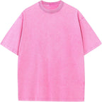 Unisex Vintage Washed Cotton Tee - Oversized Loose Fit, Short Sleeve Crew Neck Top for Relaxed Everyday Styling - Small