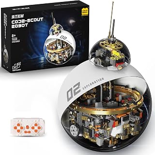 UNCLE BRICK Sci-Fi Robot Building Set, Programmable Rolling Sphere Robot with Remote Control, STEM Building Kit for Boys 8-12