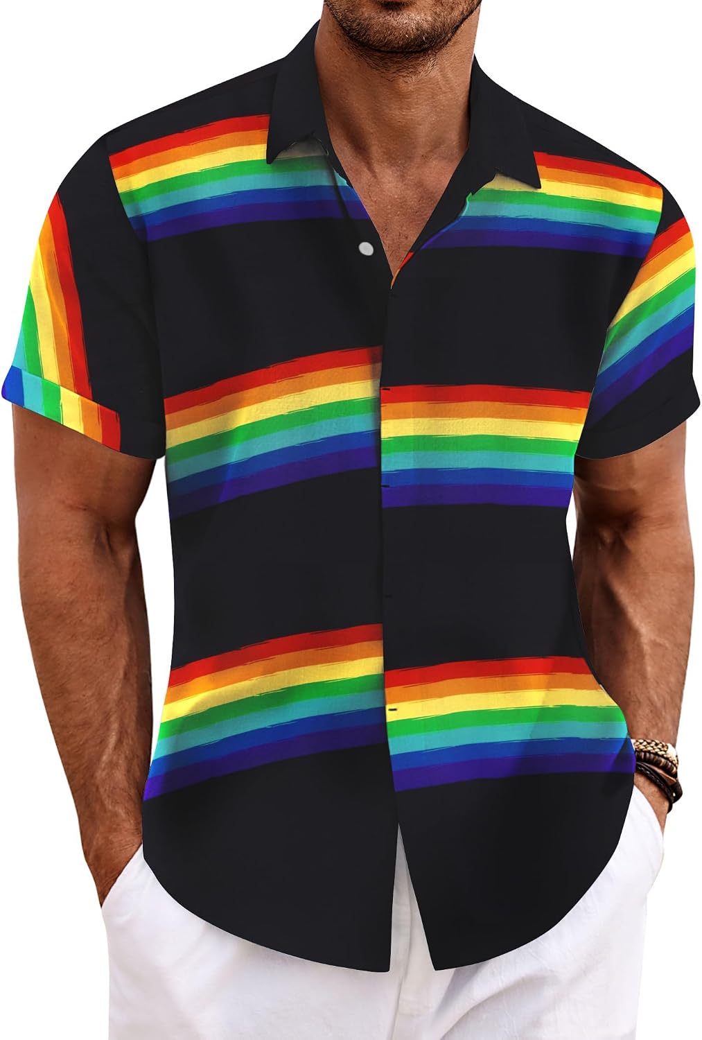 Men's Linen Blend Short Sleeve Shirt - Button Down Casual Fit, Lightweight and Breathable for Summer Beach Weddings - La