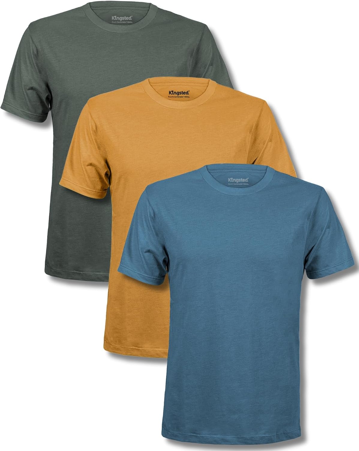 Men's Cotton Blend Classic Fit Tee - Tagless Crew Neck, Lightweight and Shrink Resistant for Everyday Wear - Large
