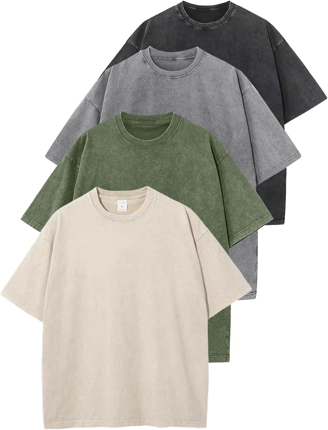 Unisex Washed Cotton Oversized Tee - Loose Baggy Fit, Short Sleeve Vintage Streetwear Top for Daily Layering - Large