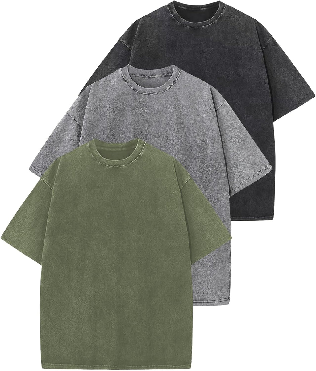 Unisex Washed Cotton Oversized Tee - Loose Baggy Fit, Short Sleeve Vintage Streetwear Top for Daily Layering - Medium