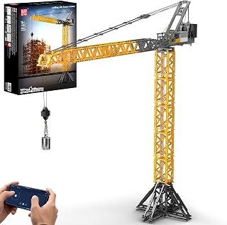 Mould King 17096 Luffing Jib Tower Crane Building Block Set, Large Technical Construction Vehicles Crane Truck Model with Mot