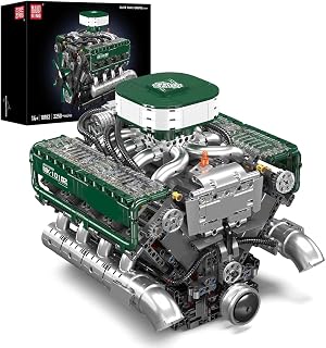 Mould King 10182 V8 Engine Building Blocks Sets, MOC V8 Tank Engine Model Kit with Battery and Motor, Collectable 8-Cylinder 
