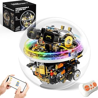 STEM Robot Building Kit for Kids Ages 8-14, 804 PCS Remote & APP Control Spherical Robotics Toy with LED Expressions & Cyberp