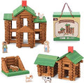 SainSmart Jr. 480 PCS Wooden Log Cabin Set with Storage Box, Building House Toy for Toddlers with 7 Toy Cars, Classical STEM 