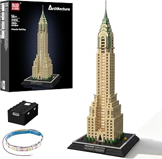 Mould King 22036 Building Set - 2265+ Piece LED Light Up Skyscraper Model Kit for Adults, 64.5cm Tall Art Deco Building, Ages