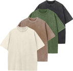 Unisex Vintage Washed Cotton Tee - Oversized Loose Fit, Short Sleeve Crew Neck Top for Relaxed Everyday Styling - Large 