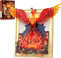 JMBricklayer Phoenix Rebirth Building Set with LED Lights, 1565-Piece Light-Up Wall Art Decor, Fire Bird Display Model Kit fo