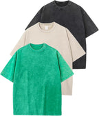 Unisex Washed Cotton Oversized Tee - Loose Baggy Fit, Short Sleeve Vintage Streetwear Top for Daily Layering - Large