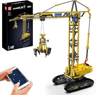 Mould King MOC Crawler Crane Advanced Building Kit for Adults, MOC Mobile Crane Heavy-Duty Truck Sets to Build, APP Control L
