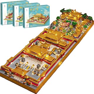 Chinese Forbidden City Architecture Building Blocks Set, 3-in-1 Chinese Imperial Palace Model Bricks Set with Lights, 10385 P