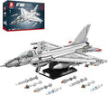 Reobrix F-16 Fighter Jet Building Set 33027, 1337 PCS Military Airplane Model Kit with Display Stand, Retractable Landing Gea