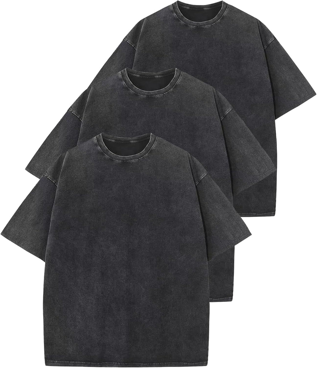 Unisex Washed Cotton Oversized Tee - Loose Baggy Fit, Short Sleeve Vintage Streetwear Top for Daily Layering - Small