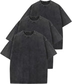 Unisex Washed Cotton Oversized Tee - Loose Baggy Fit, Short Sleeve Vintage Streetwear Top for Daily Layering - Small