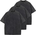 Unisex Cotton Oversized Tee - Loose Wash Solid Basic Top, Short Sleeve Crew Neck for Casual Everyday Layering - Medium