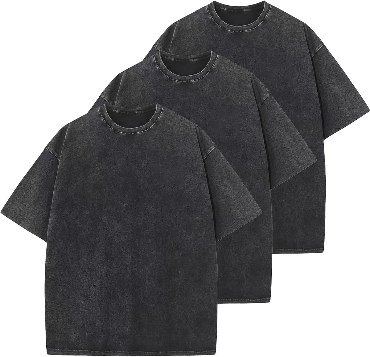 Unisex Cotton Oversized Tee - Loose Wash Solid Basic Top, Short Sleeve Crew Neck for Casual Everyday Layering - Medium