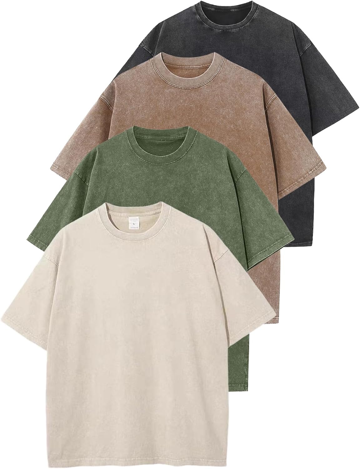 Unisex Washed Cotton Oversized Tee - Loose Baggy Fit, Short Sleeve Vintage Streetwear Top for Daily Layering - Medium