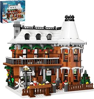 It's A Wonderful Life House Building Set with LED Light, Christmas Holiday Snow House Building Blocks Toy, Compatible with Le