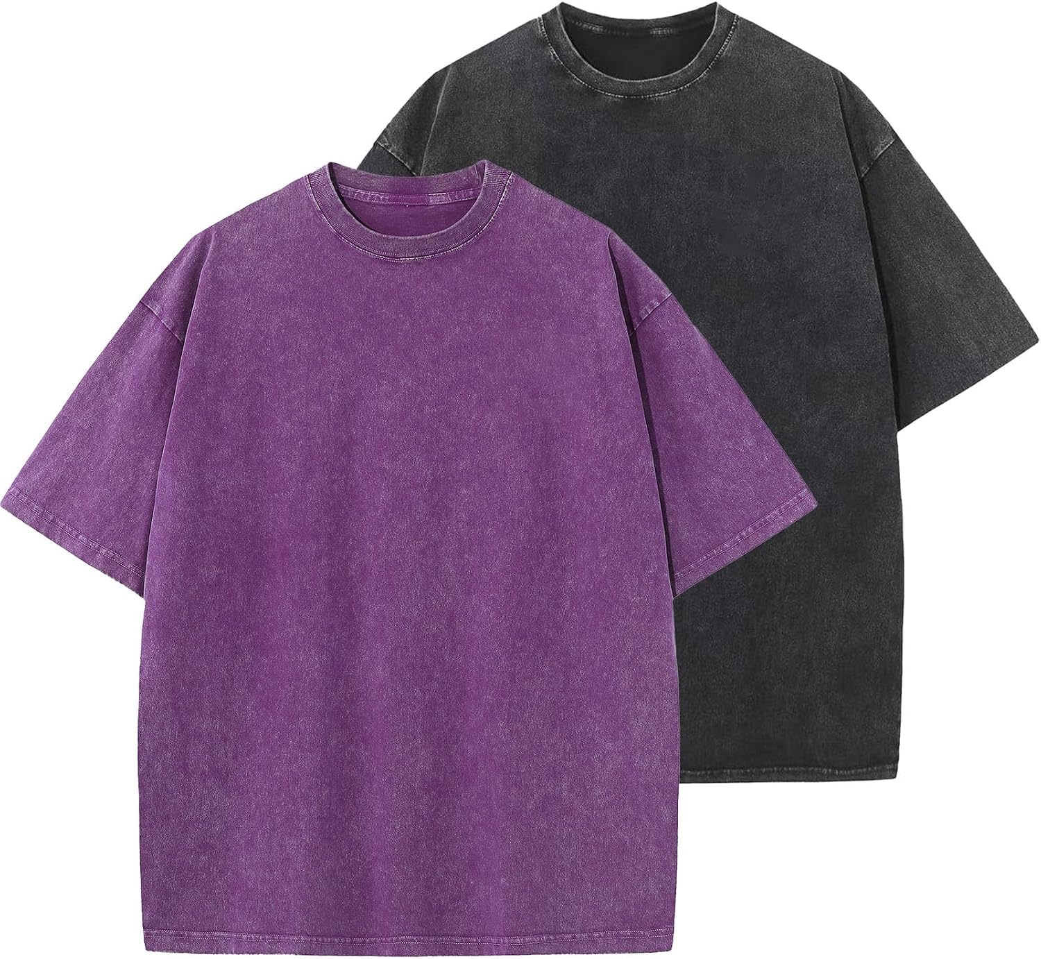 Unisex Vintage Washed Cotton Tee - Oversized Loose Fit, Short Sleeve Crew Neck Top for Relaxed Everyday Styling - Medium
