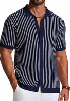Men's Striped Knit Button-Down Shirt, additional view 7