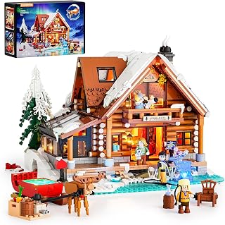 Lumibricks Aurora-Cabin Christmas Lighting-Building-Bricks Set - 2425 Pcs Retro House Winter Lodge LED Light Construction Bui