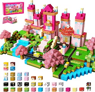 500PCS Magnetic Blocks for Kids Ages 4-12, Princess Castle Magnetic Building Cubes,Birthday Gifts for Girls Toddler STEM Sens