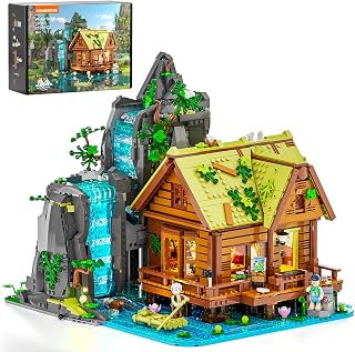 Lumibricks Waterfall-Cabin Lighting Building Set, 2539 Pcs Landscape Set