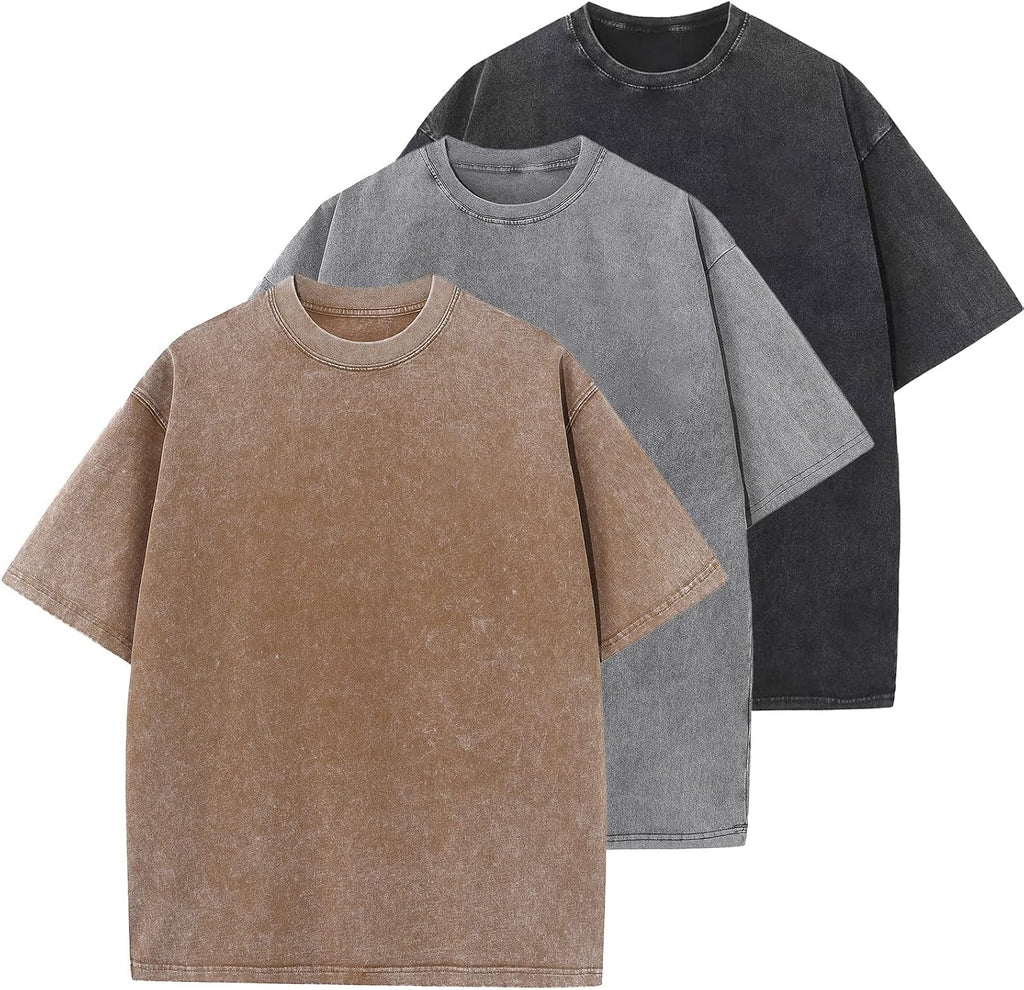 Unisex Cotton Oversized Tee - Loose Wash Solid Basic Top, Short Sleeve Crew Neck for Casual Everyday Layering - Small