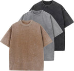 Unisex Cotton Oversized Tee - Loose Wash Solid Basic Top, Short Sleeve Crew Neck for Casual Everyday Layering - Small