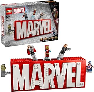 MEOW Marvel: Marvel Logo & Minifigures Building Toy - Marvel Collectible Set for Kids, Boys and Girls, Ages 12+ - Model Kit w