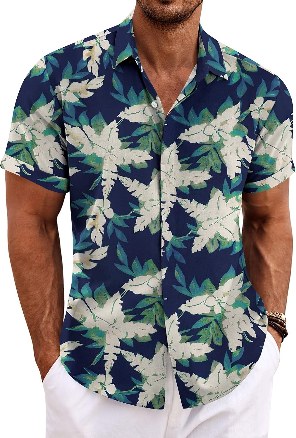 Men's Linen Blend Short Sleeve Shirt - Button Down Casual Fit, Lightweight and Breathable for Summer Beach Weddings - XX