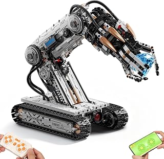 Technical Tracked Robot Arm Building Block Kit, Programmable STEM Toys for Boys 8-14, Remote & APP Controlled, Compatible wit
