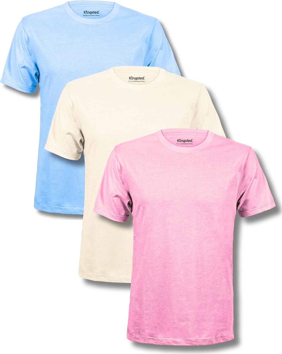 Men's Cotton Blend Classic Fit Tee - Tagless Crew Neck, Lightweight and Shrink Resistant for Everyday Wear - Large