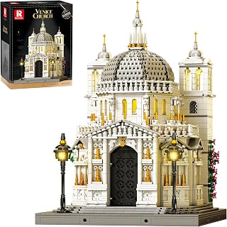 Reobrix Venice Church Building Block Sets for Adults with Lights 55014, Landmark Architecture Venice Santa Maria Della Salute
